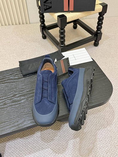 Замшевые кроссовки Zegna Triple Stitch Monte - Blue   