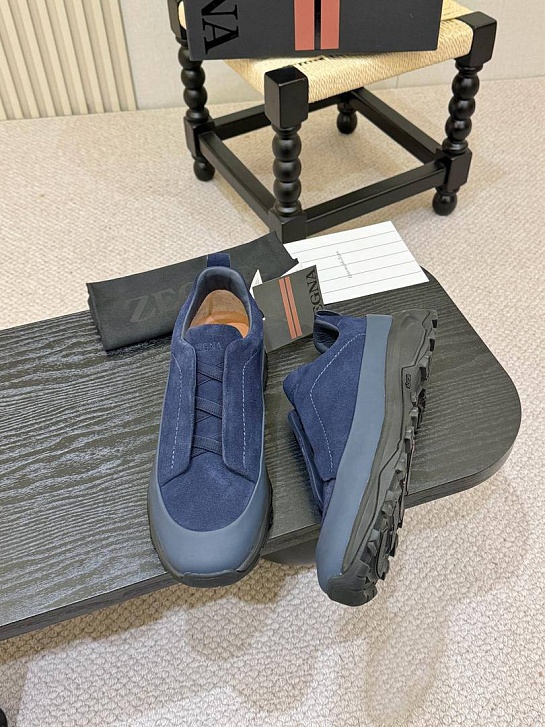 Замшевые кроссовки Zegna Triple Stitch Monte - Blue