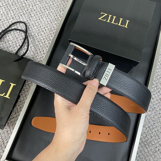 Двусторонний кожаный ремень Zilli Premium (ширина 3.8 см)   