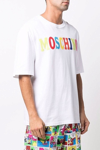 Белая оверсайз футболка Moschino colourblocked logo   