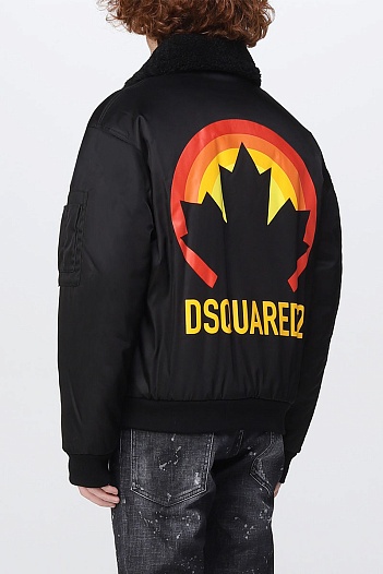 Чёрный бомбер Dsquared2 Cyprus Sunset Leaf logo-print   