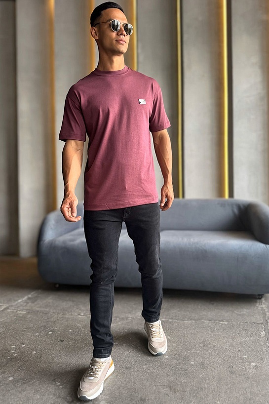 Футболка Dolce & Gabbana logo-plaque - Burgundy