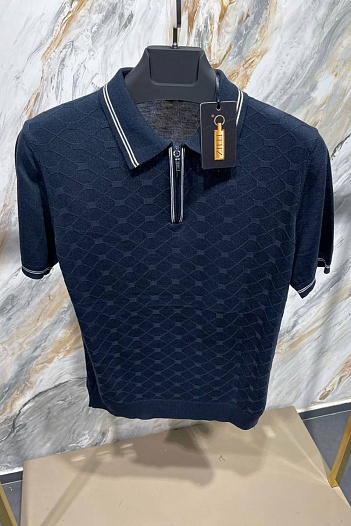 Мужское поло Zilli zip neck - Navy   