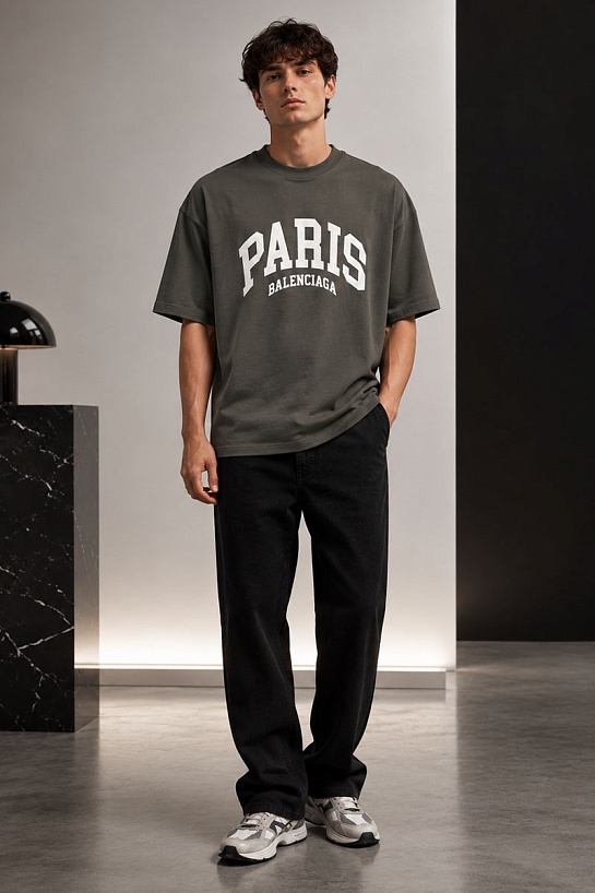 Оверсайз футболка Balenciaga Paris - Dark Green