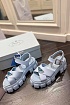 Женские кожаные сандалии Prada Monolith Fisherman - Blue