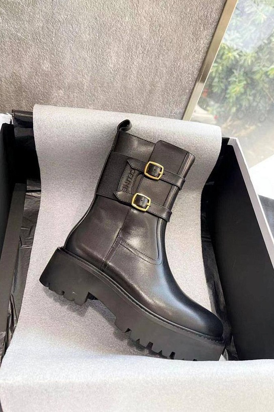 Женские чёрные кожаные ботинки Celine