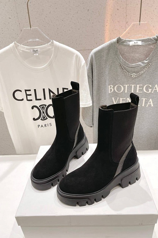 Женские замшевые ботинки Brunello Cucinelli Premium - Black