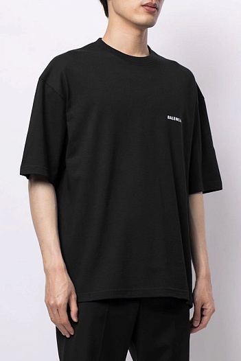 Чёрная оверсайз футболка Balenciaga logo-print   