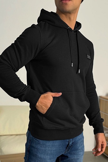 Мужское чёрное худи Dolce & Gabbana logo-plaque   