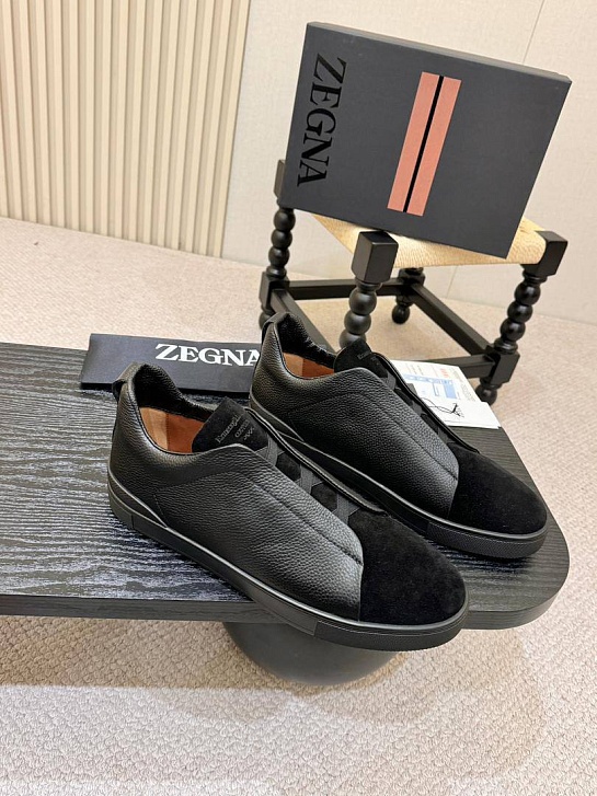 Мужские кроссовки Ermenegildo Zegna Triple Stitch - Black