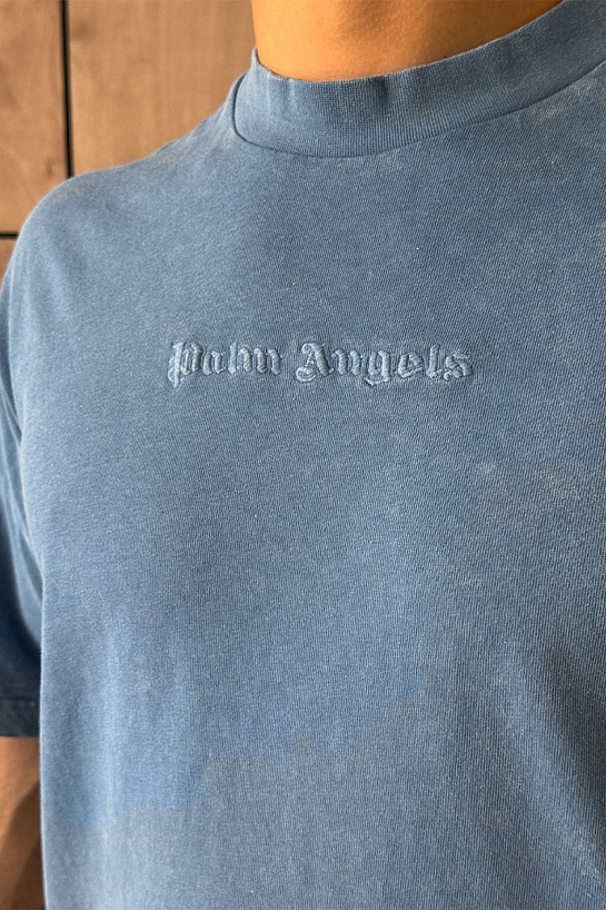 Синяя оверсайз футболка Palm  Angels