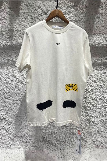 Белая оверсайз футболка Off-White Heavy diag spray   