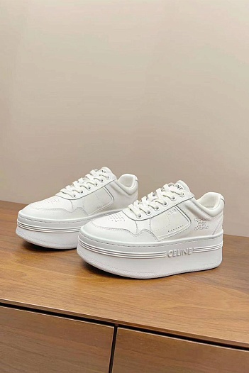 Женские кожаные кроссовки на платформе Celine   