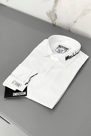 Мужская белая рубашка Moschino embroidered logo   