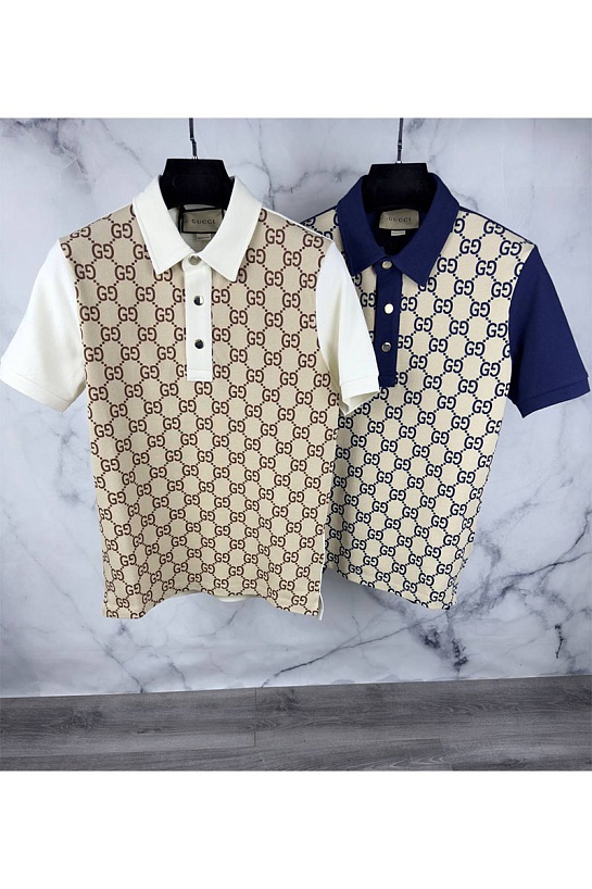 Мужское поло Gucci GG monogram all-over - White / Beige