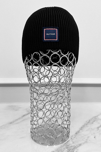 Мужская чёрная шапка Tommy Hilfiger logo-patch   
