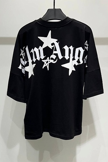 Чёрная оверсайз футболка Palm Angels "Stars"   