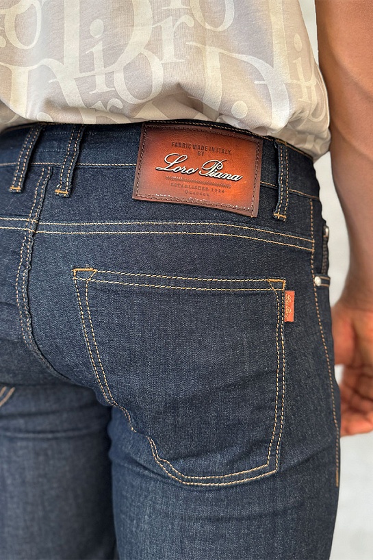 Мужские джинсы тёмно-синего цвета Loro Piana regular fit