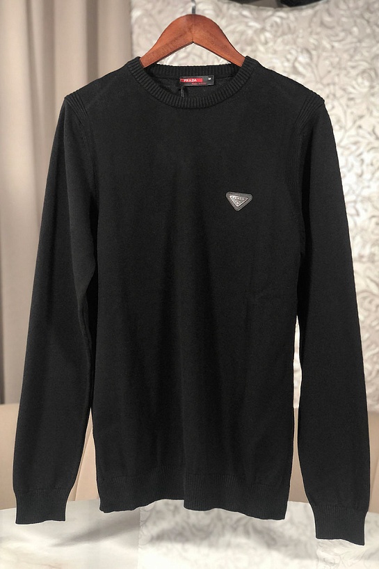 Мужской чёрный джемпер Prada logo-plaque