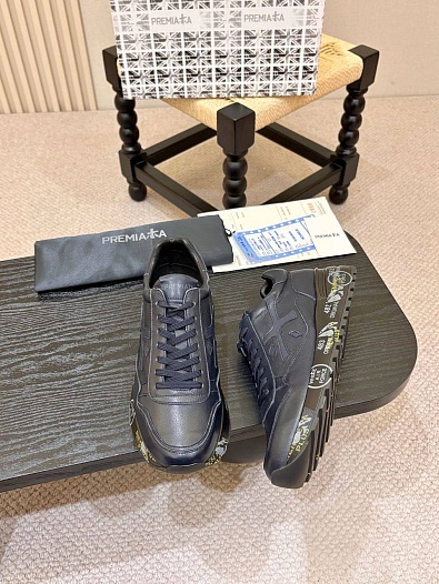 Синие кожаные кроссовки Premiata Mick   