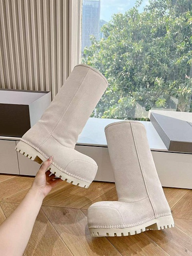 Женские ботинки Balenciaga Alaska Fur High Boot premium - White   