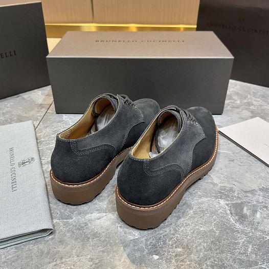 Замшевые ботинки Brunello Cucinelli серого цвета   