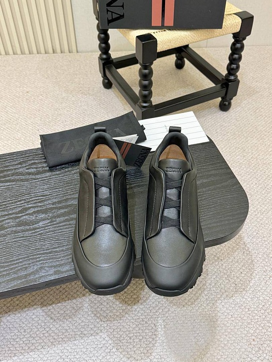 Кожаные кроссовки Zegna Triple Stitch Monte - Black