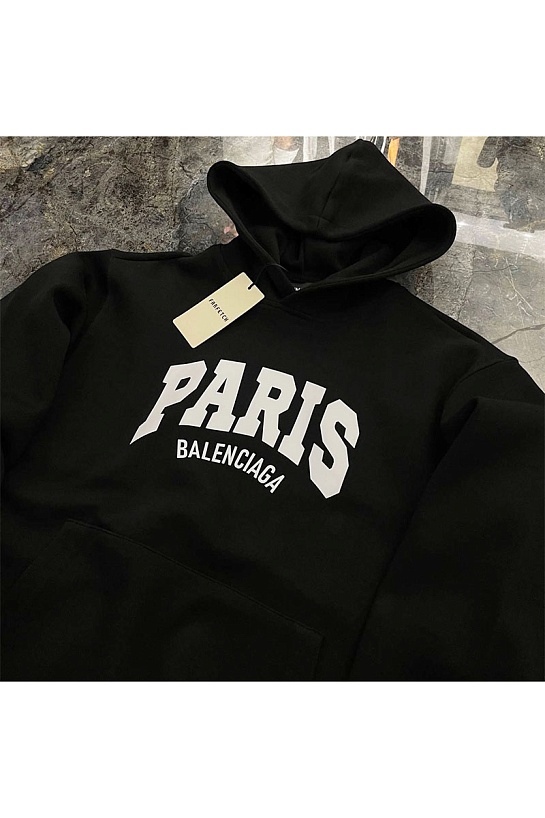 Худи чёрного цвета Balenciaga Paris logo-print