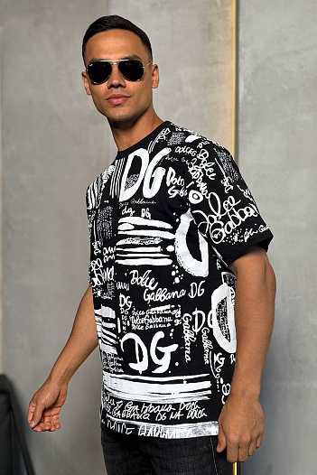 Чёрная оверсайз футболка Dolce & Gabbana graffiti-print   