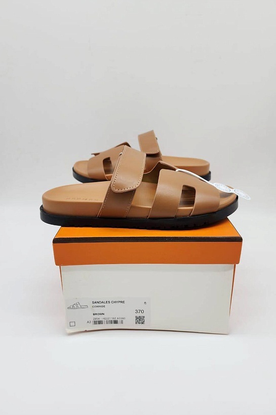 Женские кожаные сандалии Hermes Chypre - Brown