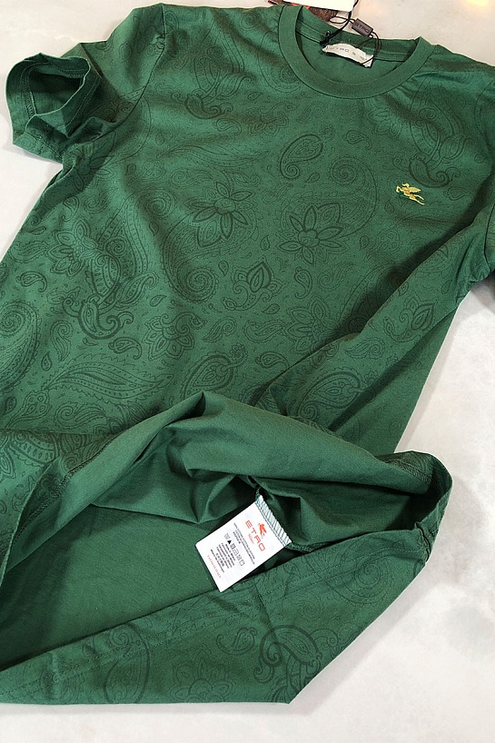 Зелёная мужская футболка Etro embroidered-logo