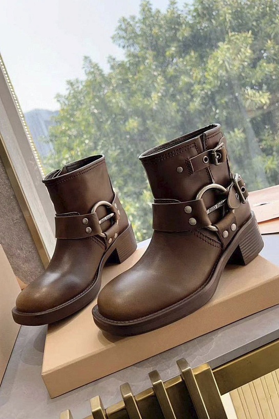 Женские кожаные ботинки MIU MIU Ankle Premium