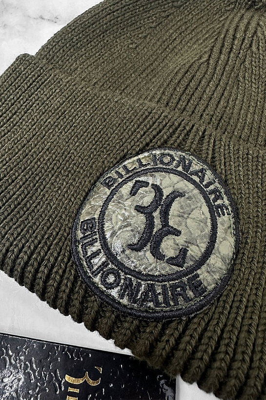 Тёмно-зелёная шапка Billionaire logo-patch