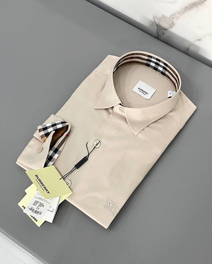 Мужская рубашка Burberry logo-embroidered - Beige   