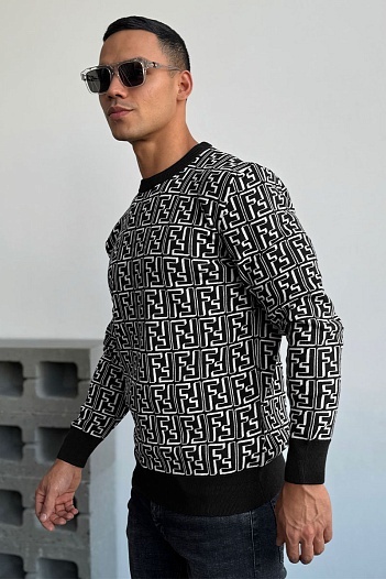 Чёрный джемпер Fendi FF Monogram   