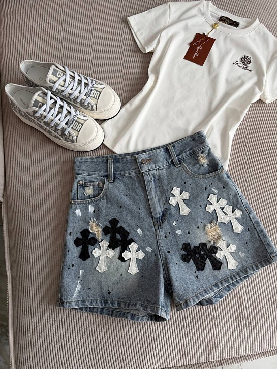 Женские джинсовые шорты Chrome Hearts premium
