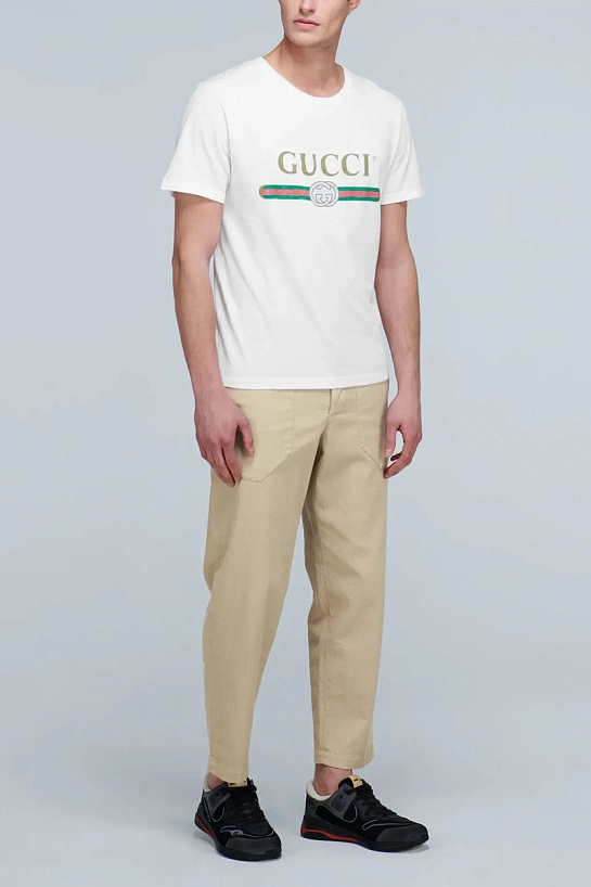 Футболка белого цвета Gucci Web-stripe