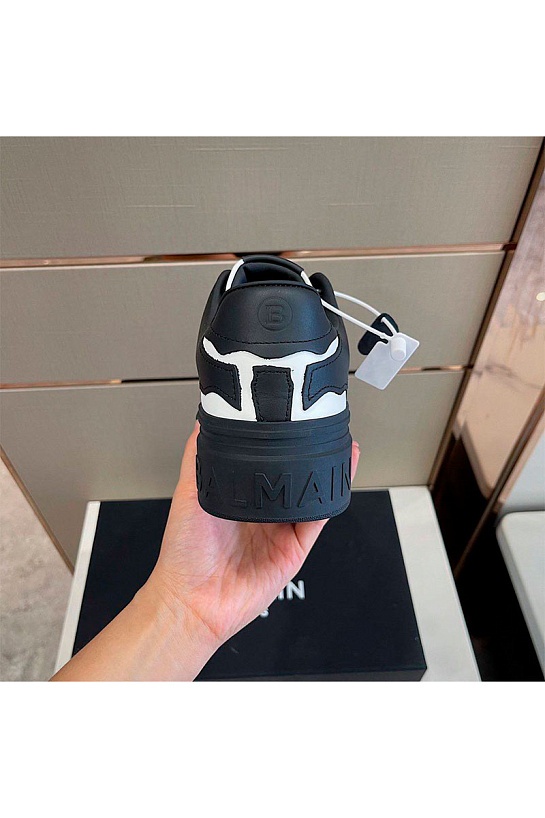 Чёрные кожаные кроссовки Balmain