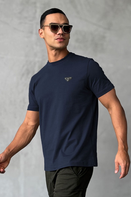 Мужская футболка Prada logo-plaque - Navy
