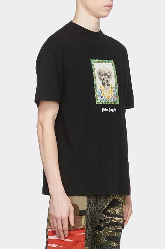 Чёрная оверсайз футболка Palm Angels Boxer Bob graphic-print