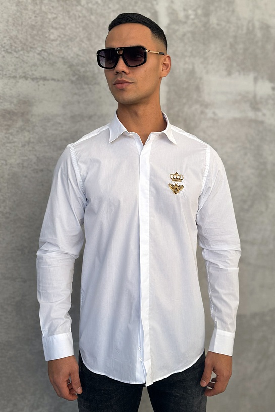 Мужская рубашка Dolce&Gabbana Bee & Crown - White