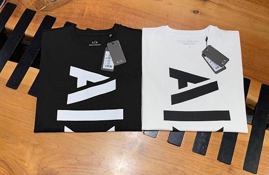 Мужская белая футболка Armani Exchange logo-print   