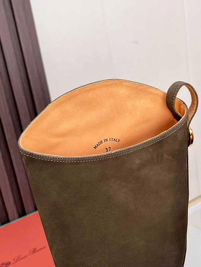 Женские замшевые сапоги Loro Piana premium - Grey   