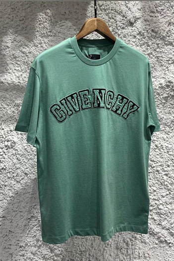 Зелёная оверсайз футболка Givenchy college logo-embroidered   