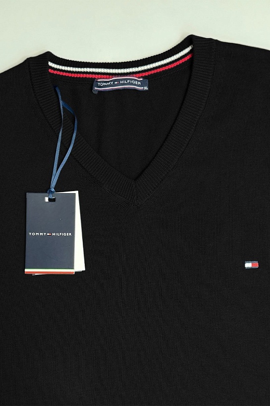 Мужской джемпер Tommy Hilfiger logo-embroidered - Black