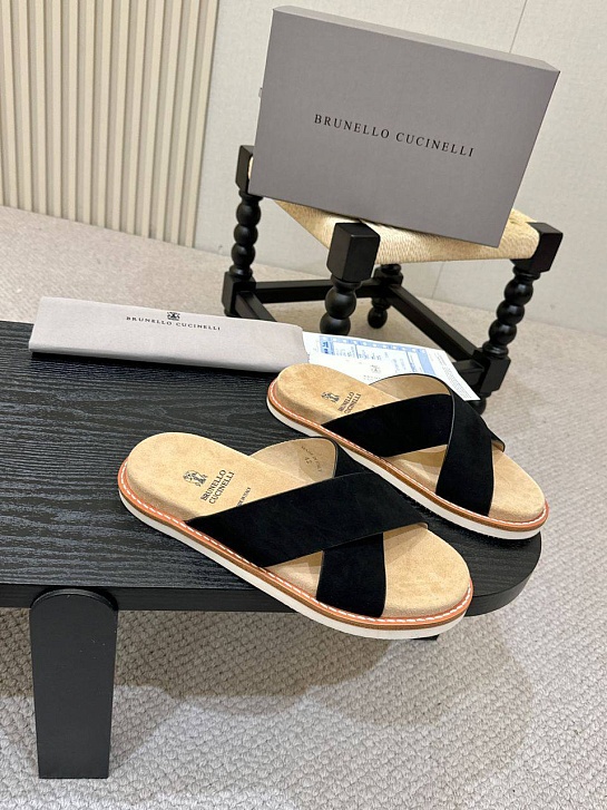 Замшевые шлёпанцы Brunello Cucinelli Crossover