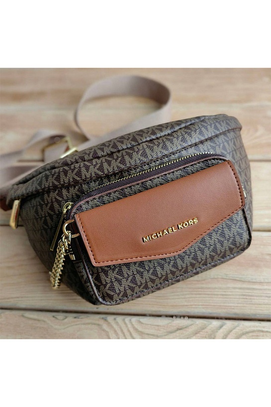 Кожаная поясная сумка Michael Kors Perry 27x14 см - Brown