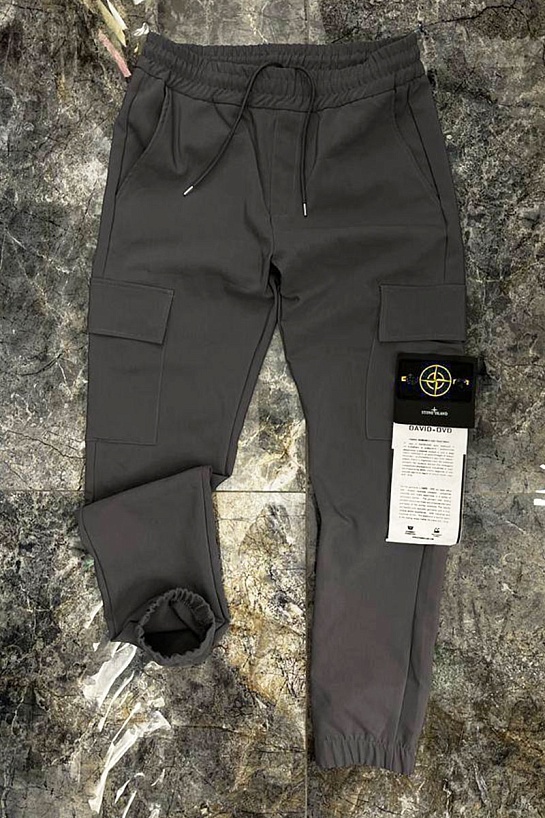 Мужские серые штаны Stone Island compass-patch
