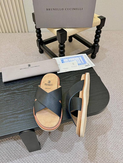 Кожаные шлёпанцы Brunello Cucinelli Crossover   