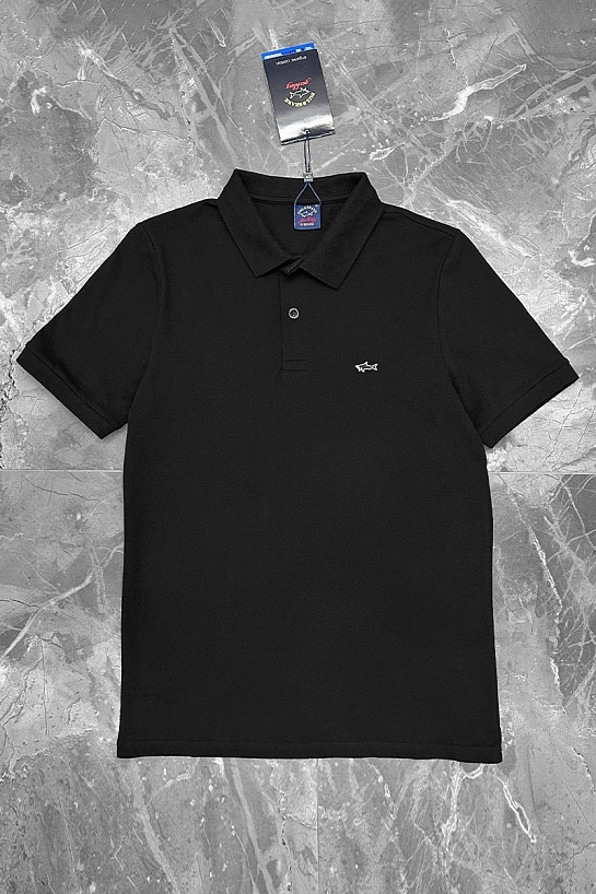 Чёрное поло Paul & Shark logo-embroidered
